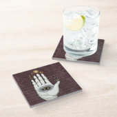 Vintage Alchimie Hand der Geheimnisse Glasuntersetzer (Schrägansicht)