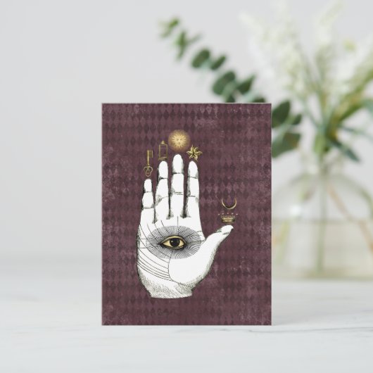 Vintage Alchimie Hand der Geheimnisse Postkarte (Stehend Vorderseite)