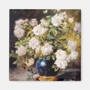 Vintage Alexis Kreyder-Rose in einer Kobalt-Vase Magnet