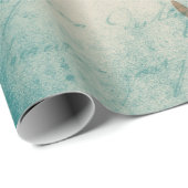 Vintage Algen auf Aquamarin Geschenkpapier (Rolleneckpunkt)