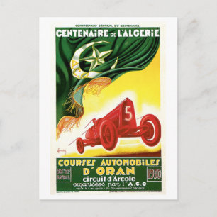 Vintage Algerien 1930 Rennwagen Grand Prix Postkarte