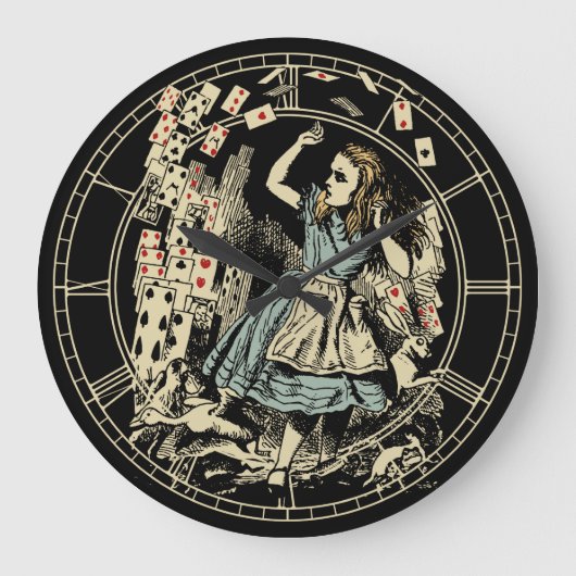 Vintage Alice Cards Große Wanduhr (Vorderseite)