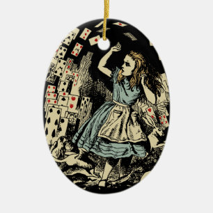 Vintage Alice Fliegende Karten Dunkel Keramikornament