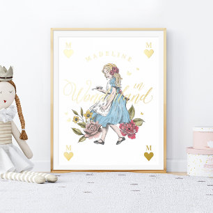 Vintage Alice im Wunderland Alice & Florales Foliendrucke