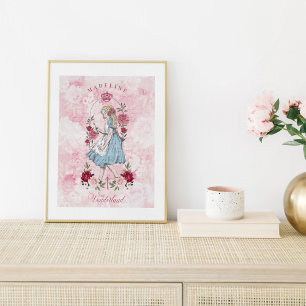 Vintage Alice im Wunderland Alice & Florals Poster