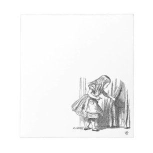 Vintage Alice im Wunderland auf der Suche nach Tür Notizblock