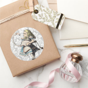 Vintage-Alice-im-Wunderland-Aufkleber Runder Aufkleber