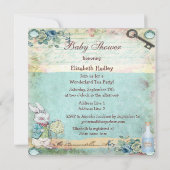 Vintage Alice im Wunderland Babydusche Tee Party Einladung (Rückseite)