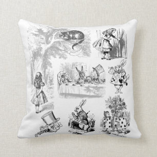 Vintage-Alice-im-Wunderland-Bildersammlung Kissen