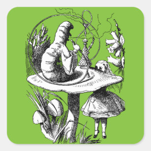 Vintage Alice im Wunderland Centipede Quadratischer Aufkleber