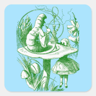 Vintage Alice im Wunderland Centipede Quadratischer Aufkleber