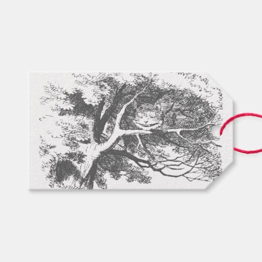 Vintage Alice im Wunderland Cheshire Cat Geschenkt Geschenkanhänger (Vorderseite (Horizontal))