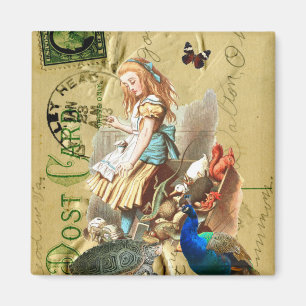 Vintage Alice im Wunderland Collage Magnet