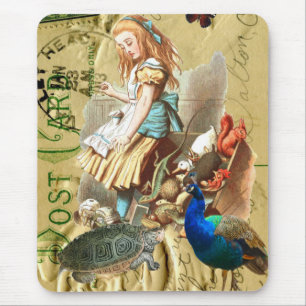 Vintage Alice im Wunderland Collage Mousepad