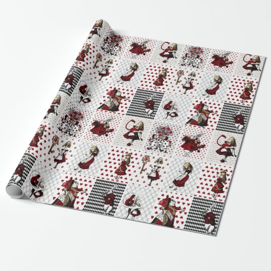 Vintage Alice im Wunderland Collage Weihnachtsgesc Geschenkpapier (Ungerollt)