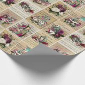 Vintage Alice im Wunderland Collage Weihnachtsgesc Geschenkpapier (Ecke)