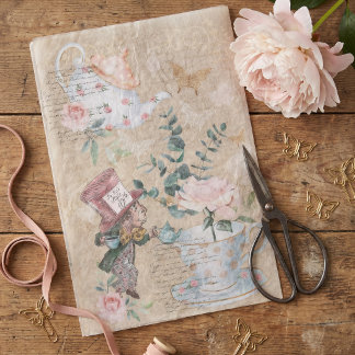 Vintage-Alice-im-Wunderland-Decoupage-Verrückter-H Seidenpapier