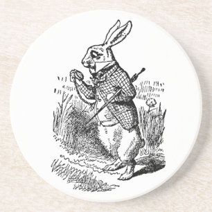 Vintage-Alice-im-Wunderland-die-Weiße-Hasen-Uhr Untersetzer