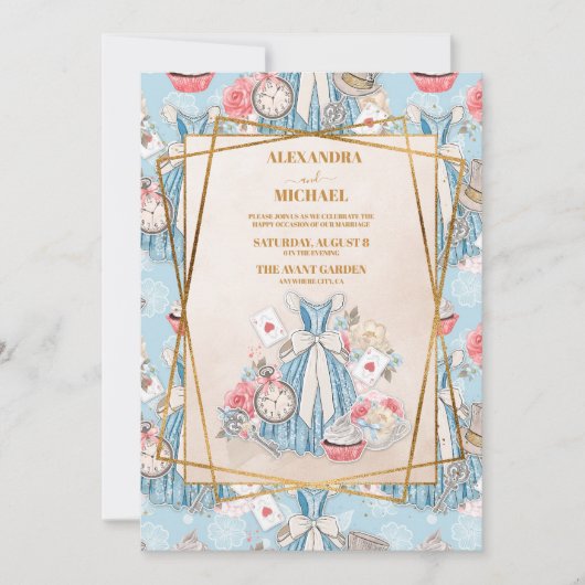 Vintage Alice im Wunderland Einladung (Vorderseite)