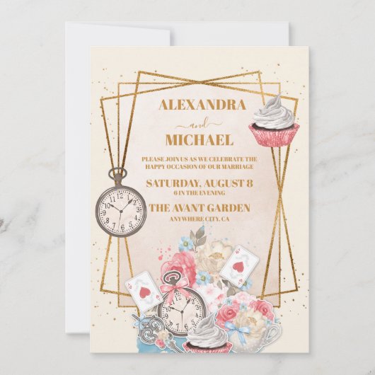 Vintage Alice im Wunderland Einladung (Vorderseite)