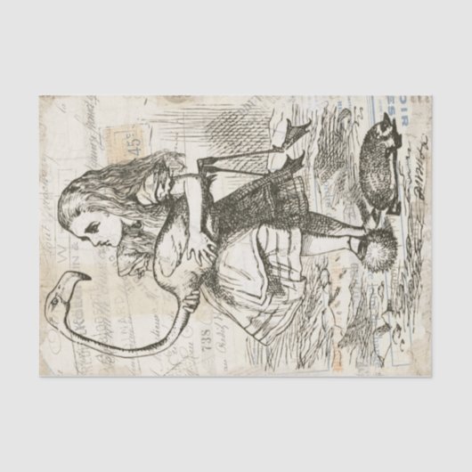 Vintage Alice im Wunderland Flamingo Decoupage Seidenpapier (Vorderseite)