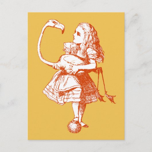 Vintage Alice im Wunderland Flamingo Postkarte (Vorderseite)