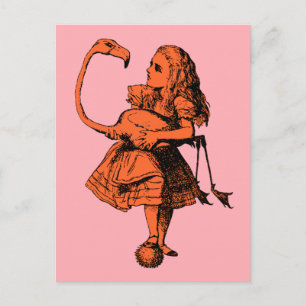 Vintage Alice im Wunderland Flamingo Postkarte