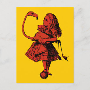 Vintage Alice im Wunderland Flamingo Postkarte