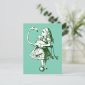 Vintage Alice im Wunderland Flamingo Postkarte (Stehend Vorderseite)