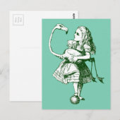 Vintage Alice im Wunderland Flamingo Postkarte (Vorne/Hinten)