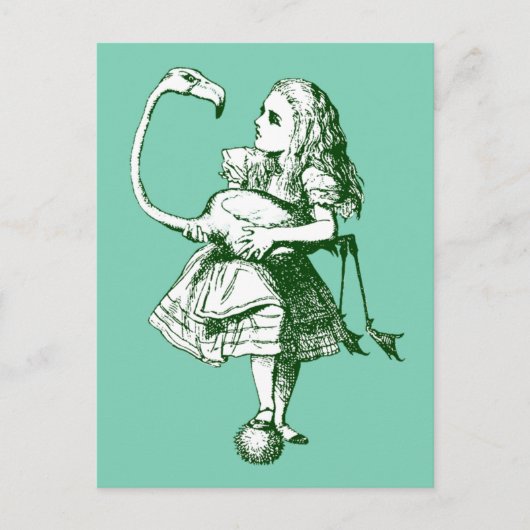Vintage Alice im Wunderland Flamingo Postkarte (Vorderseite)