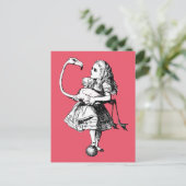 Vintage Alice im Wunderland Flamingo Postkarte (Stehend Vorderseite)