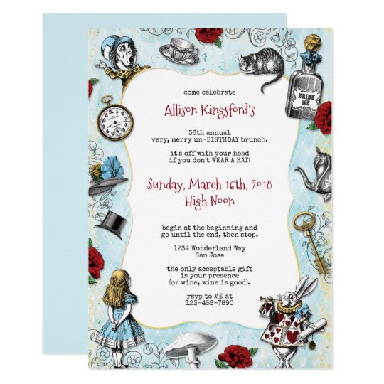 Vintage Alice Im Wunderland Geburtstag Einladung Zazzle De