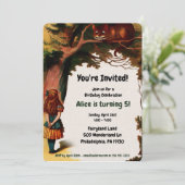 Vintage Alice im Wunderland Geburtstag Einladung (Stehend Vorderseite)