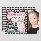 Vintage Alice im Wunderland Geburtstagspartei Einladung (Vorne/Hinten)