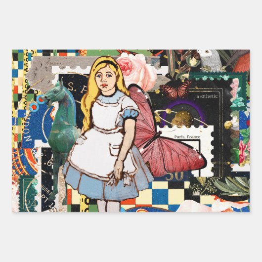 Vintage Alice im Wunderland Geschenkpapier Set (Vorderseite 2)