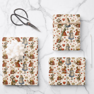 Vintage Alice im Wunderland Geschenkpapier Set