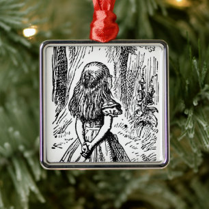 Vintage Alice im Wunderland, Grinsekatze Silbernes Ornament