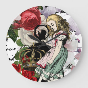 Vintage Alice im Wunderland Große Wanduhr