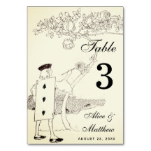 Vintage Alice im Wunderland Hochzeit 3 Spielkarte