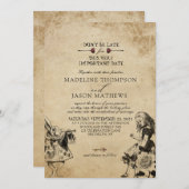 Vintage Alice im Wunderland Hochzeit Einladung (Vorne/Hinten)