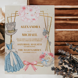 Vintage-Alice-im-Wunderland-Hochzeit Einladung