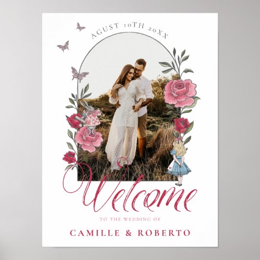 Vintage Alice im Wunderland Hochzeit Poster (Vorne)