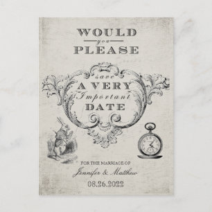 Vintage-Alice-im-Wunderland-Hochzeit - Rettet das Postkarte