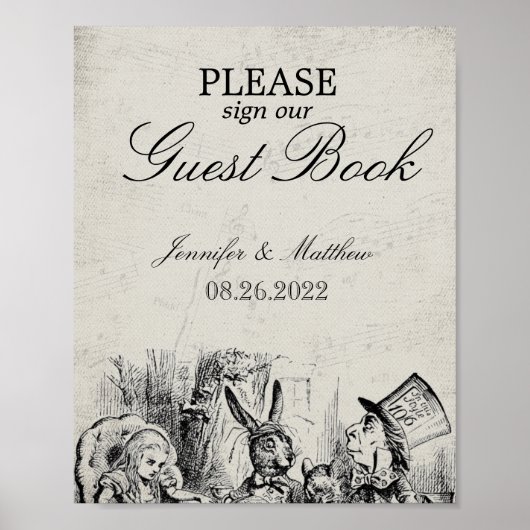 Vintage Alice im Wunderland Hochzeitsbuch Poster (Vorne)