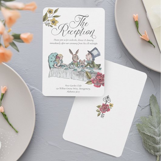 Vintage Alice im Wunderland Hochzeitsempfang Begleitkarte