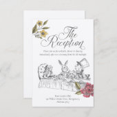 Vintage Alice im Wunderland Hochzeitsempfang Begleitkarte (Vorne/Hinten)