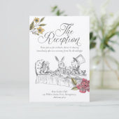 Vintage Alice im Wunderland Hochzeitsempfang Begleitkarte (Stehend Vorderseite)