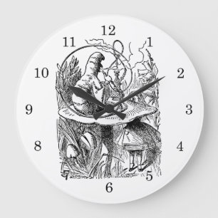 Vintage Alice im Wunderland Hookah Raupe Große Wanduhr