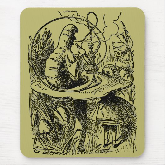 Vintage Alice im Wunderland Hookah Raupe Mousepad (Vorne)